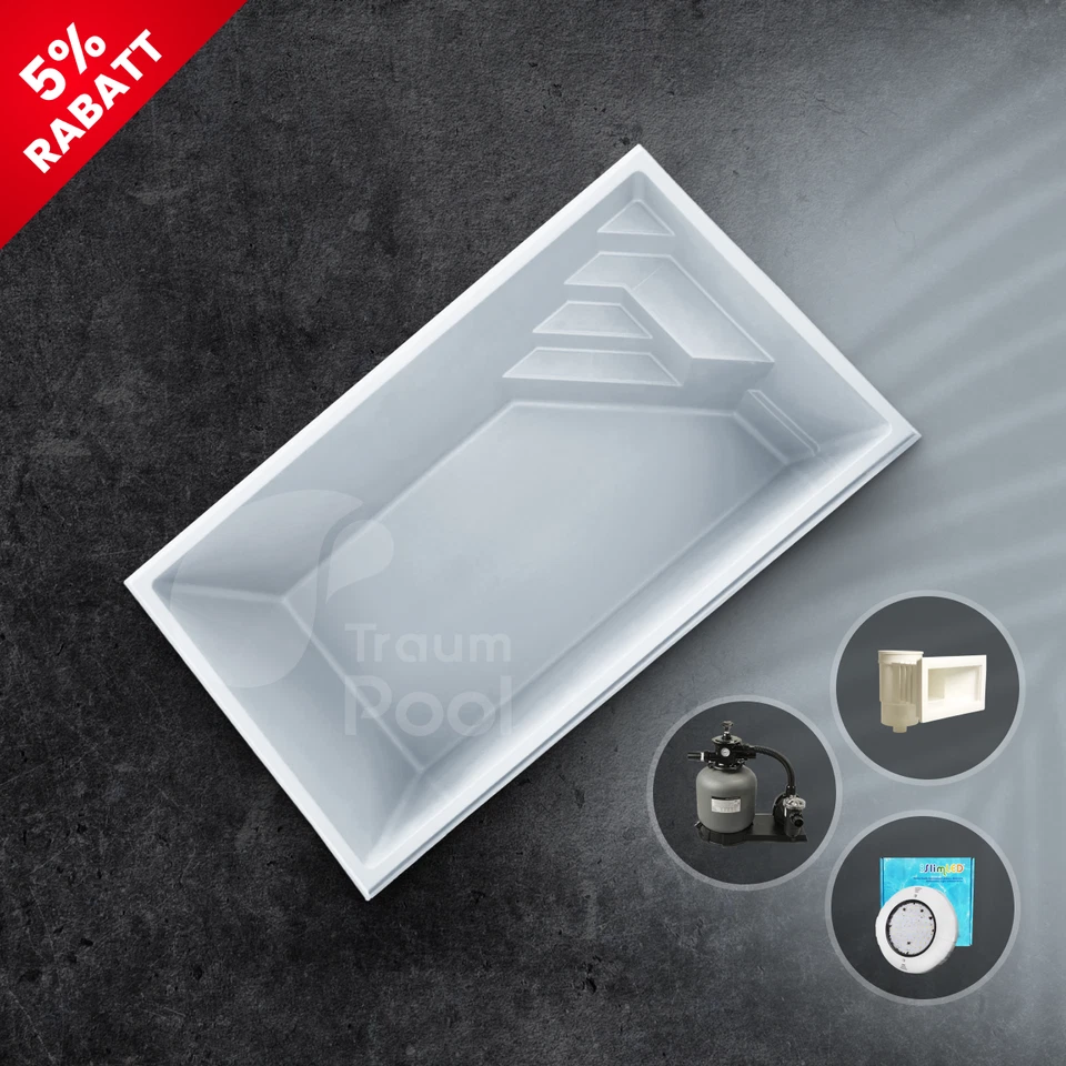 GFK Pool, Schwimmbecken 5,2 x 3 x 1,5 Einbaubecken Fertigpool HERSTELLER - Bild 1 von 4