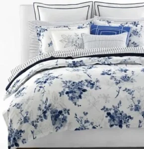 Ralph Lauren Sandra blau Aquarell Blumen König Bettdecke Set mit Shams NEU - Bild 1 von 3