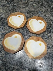 4 Coaster Set,hexagon coasters,drink holder,coffee holder,kitchen decor,wood... - Picture 1 of 3