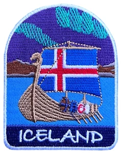 Island Patch (3") Bügelbild Abzeichen Reise Souvenir Emblem Nordic Viking Rey... - Bild 1 von 3