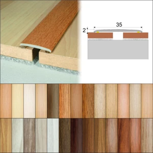 FLAT SELF ADHESIVE ALUMINIUM WOOD EFFECT DOOR EDGING BAR-TRIM-THRESHOLD-35mm A08 - Picture 1 of 35