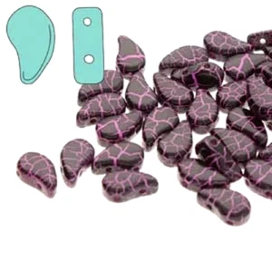 Paisley Duo, IONIC Jet/Rosa, Vidrio Checo, 2 orificios, 8x5 mm, 10 gramos, (pas67) - Imagen 1 de 1