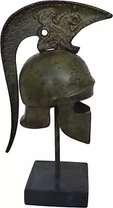 Athenian pure bronze mini helmet on marble base with legendary griffin carvings - Picture 1 of 5