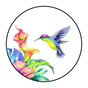 30 1.5" COLIBRÍ FAVOR ETIQUETAS PEGATINAS REDONDAS SELLOS DE SOBRES - Imagen 1 de 1