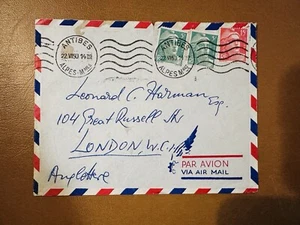 1950 France COVER ANTIBES TO LONDON VIA AIR MAIL - Picture 1 of 2