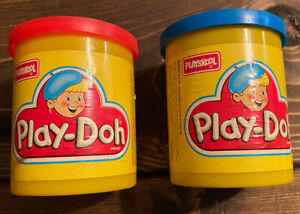 Vintage Playskool Play-Doh Containers - 90's Blue and Red Lids - Play-Doh Cans