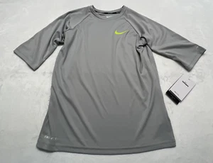 NWT Nike Boys L 12 / 14 Dry-Fit Rash Guard Swim Shirt Sun Protection UPF40+ Gray - Picture 1 of 9
