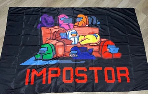 Among Us schwarze Banner Flagge 38" x 59" schwarzer Hintergrund Sofa Wanddekoration - Bild 1 von 6