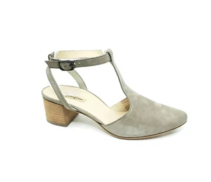 Paul Truffle Maggie T-Strap Almond Toe Block Heel Taupe Suede Womens US 8 M - Picture 1 of 9