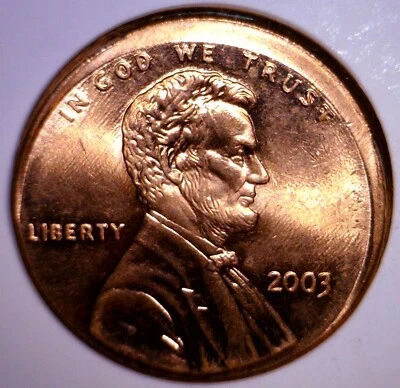 2003 OFF CENTER ERROR Lincoln Cent CH BU RED Coin NICE RARE DATE O/C #6  NR - Image 1 of 2