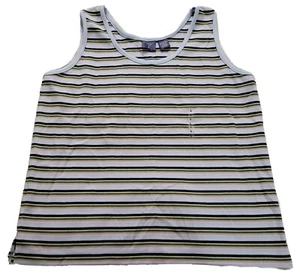 Vintage Mountain Lake Striped Pullover Round Neck Tank Top Women's Size L - Picture 1 of 8