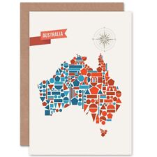 Australia Geometric Map Shapes Birthday Blank Greeting Card With Envelope