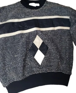 Vintage Geometrischer Herren Pullover Leder & Acryl Medium Diamond Gabrielle - Bild 1 von 8