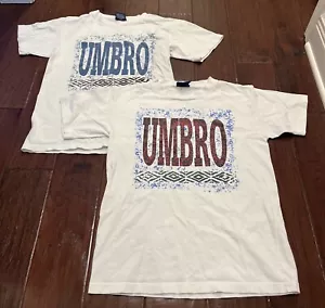 VTG Lot of 2 Umbro Short Sleeve T-Shirts Single Stitch Made USA YOUTH Large - Picture 1 of 12