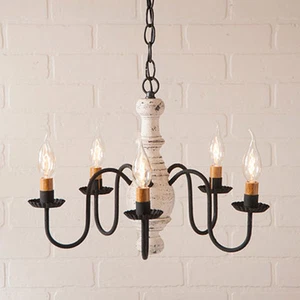 Irvin's 5 Arm Lancaster Wooden Chandelier - Country Primitive Lighting - New! - Picture 1 of 8