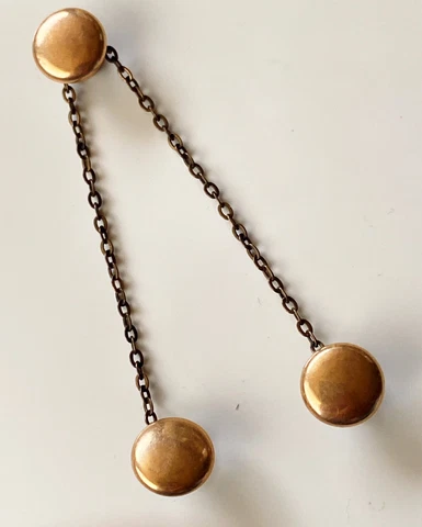 Antique 12k Gold Filled Dangle Collar Buttons Signed With A Tulip Stamp Mark Cover