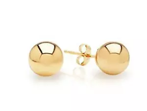 Authentic 14kt Solid Yellow Gold Stud Earrings Polished Ball Bead Studs 14k 14kt - Picture 1 of 11