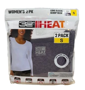 32 Degrees Heat Women's Long Sleeve Thermal Scoop Neck BaseLayer Shirt 2-Pack - Picture 1 of 11