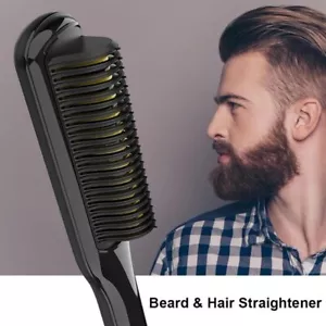 Electric Beard Ionic Straightener Comb Brush Heated Hair Styler Straightening US - Picture 1 of 6