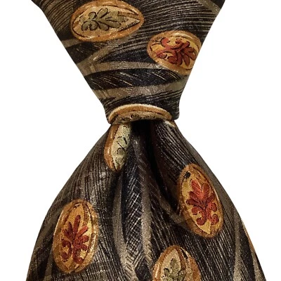 Corbata de seda ROBERT TALBOTT Best of Class diseñador FLORAL geométrica marrón usada en excelente estado Foto 1 de 3