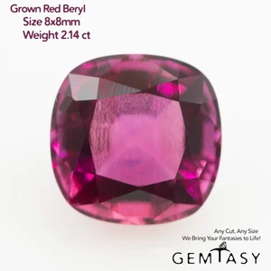 Geschliffener Stein - Roter Beryll Hydrothermal Lab Grow, Facettenkissen 8x8mm 1,89-2,22ct - Bild 1 von 4