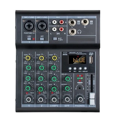 Professionelle Digitale DJ-Mixer-Konsole, 4-Kanal-Audiomixer mit USB-Anschl9792 - Bild 1 von 4