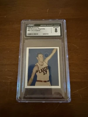 Jim Pollard 1990 Bowman 1948 Bowman reimpresión #66 CGC sin precio base/como nuevo 8 gran tarjeta Foto 1 de 4