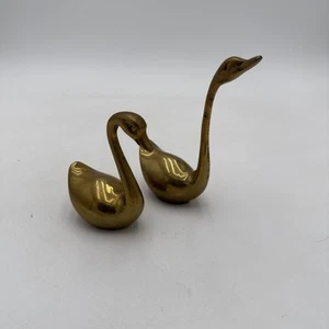 Lot de 2 presse-papiers figurine canard cygne en laiton vintage Fritz hauteur 5,5" Corée - Photo 1/8