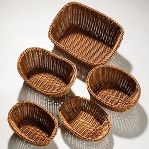 Handwoven Rattan Wicker Woven Serving Baskets - Picture 1 of 21