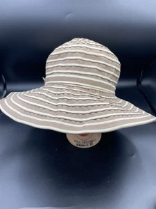 San Diego Hat Co. Schlapphut Sonnenhut beige & weiß Streifen übergroße Krempe RN 122405 - Bild 1 von 5