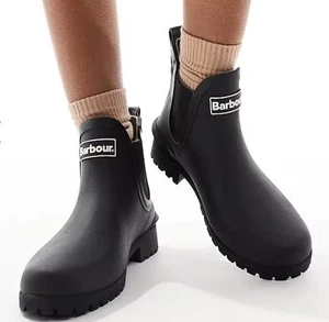 Barbour Womens Black Wilton Wellington Ankle Wellies Rubber Boots UK 7 - RRP £60 - Picture 1 of 10