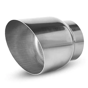 3 Zoll Einlass Auspuff Spitze, 3" Einlass 4" Auslass 5" insgesamt 3" x 4" x 5" silber - Bild 1 von 7