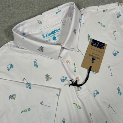 Chubbies Performance Polo Shirt Men's XXL White The Sweet Tee Golf Print NEW - Image 1 of 4