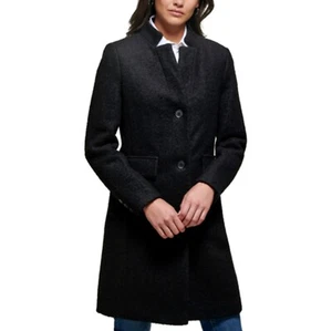 DKNY Women's Wool Blend Single-Breasted Bouclé Walker Coat Black Color Size XS - Picture 1 of 7