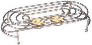 CHROM LEBENSMITTELWÄRMER STÄNDER MIT 2 TEELEUCHTEN TISCH SERVIERPARTY HEISSER WARMER TELLER UK - Bild 1 von 2