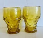 Pair Of Vintage VIKING 5" Amber Glass Georgian Drinking Glasses 8 Oz Honeycomb