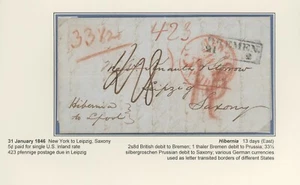 66B) 1846, TRANSATLANTIC SHIP, N.Y. TO LEIPZIG, SAXONY,EX WINTER - Imagen 1 de 1