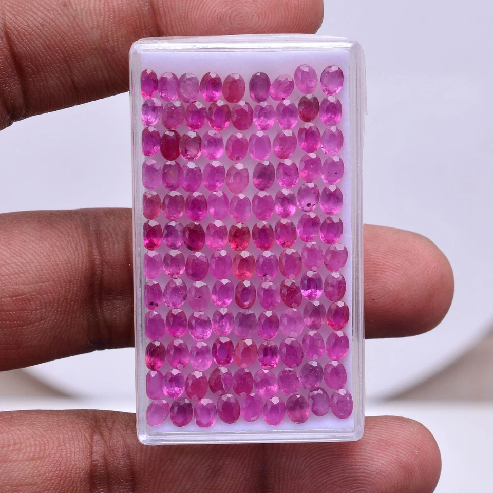 12 Pcs Natural Ruby Top Quality Oval Faceted Cut Loose Gemstones Lot~4mmx3mm - Image 1 of 2