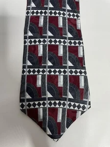 Louis Feraud Krawatte rot weiß blau Quadrate 100 % italienische Seide 58” x 4” - Bild 1 von 8