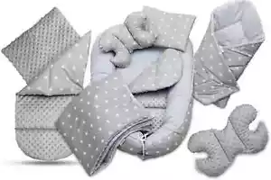 Baby doppelseitiges weiches Nestchen Baby kleine Sterne mit grau/grau - Bild 1 von 5