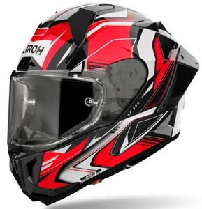 CASCO INTEGRALE 22.06 FIBRA AIROH GP 800 MUST RACING ROSSO NERO TG M - Picture 1 of 3