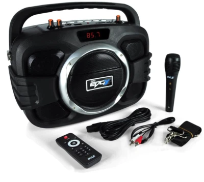 Kompaktes Bluetooth-Ghettoblaster-Mikrofon & Lautsprechersystem PWMA245BT von Pyle - Bild 1 von 4