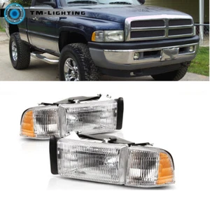 For 1994-2002 Dodge Ram 1500 2500 3500 Left&Right Side Chrome Headlight Headlamp - Picture 1 of 9