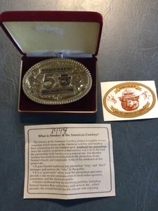 Vtg Gist Co Solid Bronze Made in USA Smokey The Bear 50th Anniv. Belt Buckle - Picture 1 of 6
