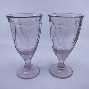 Noritake Sweet Swirl Pink 16 oz Ice Tea or Water Goblets 7 3/8” Tall Set Of 2 - Picture 1 of 7