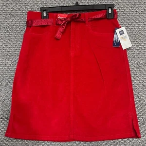 Gap Kids Stretch Skirt Girls Size 14 Red Front & back pockets Belted Zip Closure - Picture 1 of 15