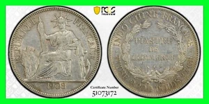Frühes französisches Indochina 1908-A Silber Piastre Lec-291 PCGS AU Details - gereinigt - Bild 1 von 5