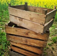 Old English Bushell Boxes Storage Apple Fruit Wood Box Craft Display Crates