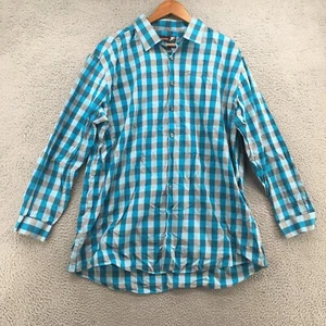 JF J.Ferrar Button Up Long Sleeve Shirt Mens XXL Blue Plaid Cotton Collared - Picture 1 of 23
