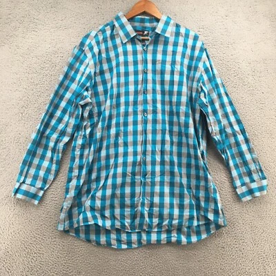 JF J.Ferrar Button Up Long Sleeve Shirt Mens XXL Blue Plaid Cotton Collared - Image 1 of 4